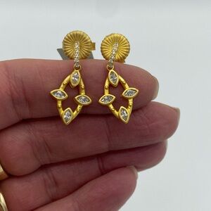 Gold and Silver Filigree Earrings with Gemstone Accents